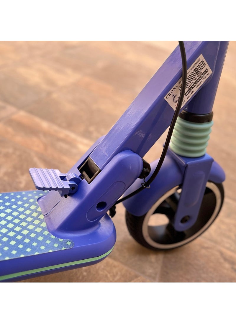 Crony - JL019 Kids E-Scooter 150W Motor, 10-14KM/H Speed, 24V/2.5AH Battery, 5-8KM Range, LED Display, 7-Inch Non-Flat Tires, Lightweight & Portable, Easy Folding, Durable Aluminum Alloy Frame, Up to 60KG Capacity, LED Lights, Mobile Phone Holder, Ideal for Ages 6-12, Comfortable Ride, Perfect Gift for Children, Great for Short Commuting, 2-3H Charging Time，Blue - Image 1