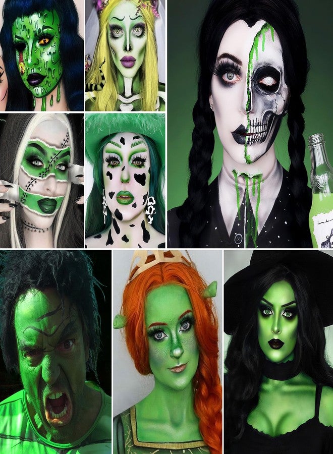 ecofavor Black White Green Face Paint Kit - 3×50g Oil-Based Grease Makeup with Remover Balm, Brushes & Sponges - Waterproof, Sweat-Proof, Full Coverage Halloween, Cosplay & Stage SFX Makeup - Image 5