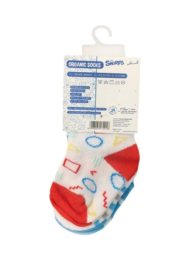 THE SMURFS Smurf Bamboo Cotton Sock - Printed (Pack Of 3) - Cyan/Grey/White 6-12M  - Image 2