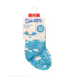 THE SMURFS Smurf Bamboo Cotton Sock - Printed (Pack Of 3) - Cyan/Grey/White 6-12M  - Image 1