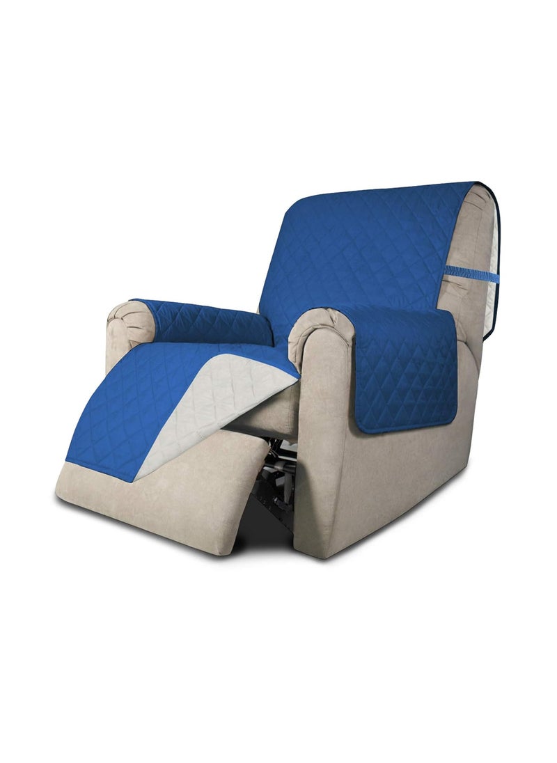 Easy-Going - Easy-Going Recliner Sofa Slipcover Reversible Sofa Cover Water Resistant Couch Cover Furniture Protector with Elastic Straps for Pets Kids Children Dog Cat (Recliner, Blue/Ivory) - Image 1