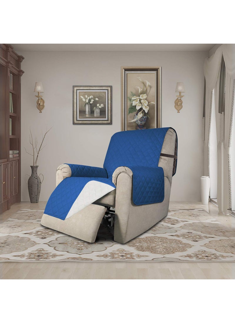 Easy-Going - Easy-Going Recliner Sofa Slipcover Reversible Sofa Cover Water Resistant Couch Cover Furniture Protector with Elastic Straps for Pets Kids Children Dog Cat (Recliner, Blue/Ivory) - Image 1