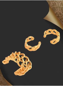 جاست بيتشي مجموعة Just Peachy من 3 أقراط ذهبية اللون، تصميمات عصرية، لمسة نهائية عالية الجودة - مثالية للاستخدام اليومي أو المناسبات الخاصة  - Image 3