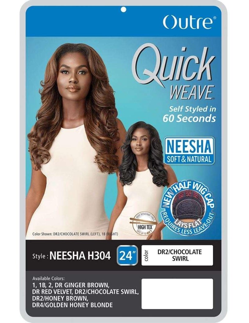 Outre Synthetic Quick Weave Half Wig - NEESHA H304 (Color:1B Off Black) - Image 2