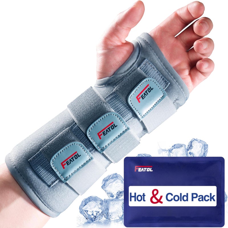 دعامة المعصم لدعم نفق الرسغ ليلاً مع دعامة المعصم أحزمة قابلة للتعديل حزمة HotIce للنساء والرجال اليد اليسرى صغيرةمتوسطة تخفيف آلام التهاب الأوتار والتهاب المفاصل