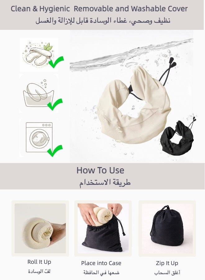 وسادة دعم الرقبة الطبية للسفر للنوم في الطائرة والحافلة، مصحح وضعية الجسم 360 درجة، ميموري فوم فاخر (قابلة للغسل) - Image 4