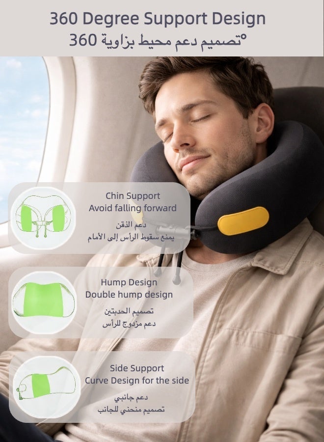 وسادة دعم الرقبة الطبية للسفر للنوم في الطائرة والحافلة، مصحح وضعية الجسم 360 درجة، ميموري فوم فاخر (قابلة للغسل) - Image 3