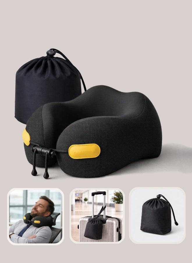 وسادة دعم الرقبة الطبية للسفر للنوم في الطائرة والحافلة، مصحح وضعية الجسم 360 درجة، ميموري فوم فاخر (قابلة للغسل) - Image 1