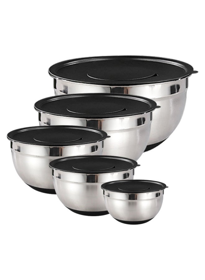 Supply Silicone Bottom Egg Basin Thickened With Scale Salad Bowl 304 European Stainless Steel Salad Bowl-Specifications:304# European Handle Bowl-Color:22CM - Image 5