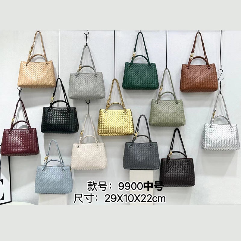 2024 Explosive New Style Woven Leather Clutch Bag Handheld Shoulder Crossbody Bag Handmade Woven Bag Copy Bags - Image 4