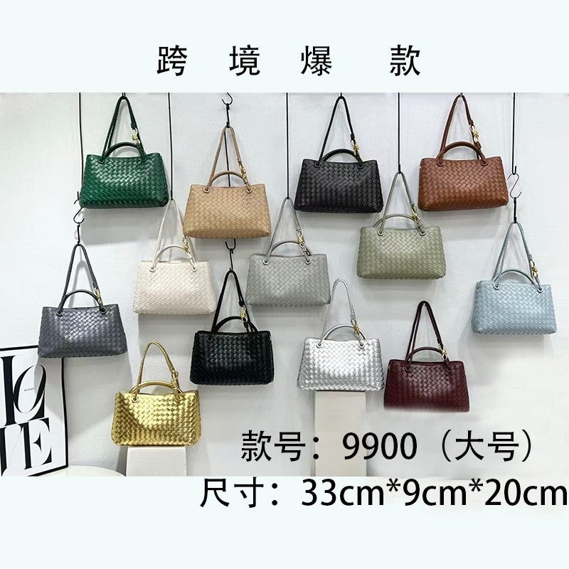 2024 Explosive New Style Woven Leather Clutch Bag Handheld Shoulder Crossbody Bag Handmade Woven Bag Copy Bags - Image 3