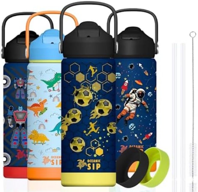 Oceanic Boys Stainless Steel Water Bottle 550ml 18oz Double-Wall Vacuum Insulated 304 Stainless steel Water Bottle BPA FREE Leak  Proof - Image 3