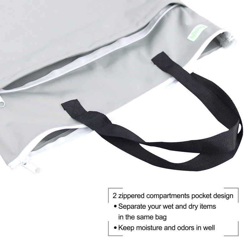 wegreeco Reusable Hanging Wet Dry Cloth Diaper Bag (Grey) - Image 5
