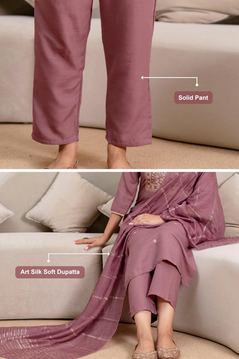TRENDMALLS Women's Cotton Embroidery Kurta Pant with Dupatta Set (G365-Peach-XXL) - Image 5