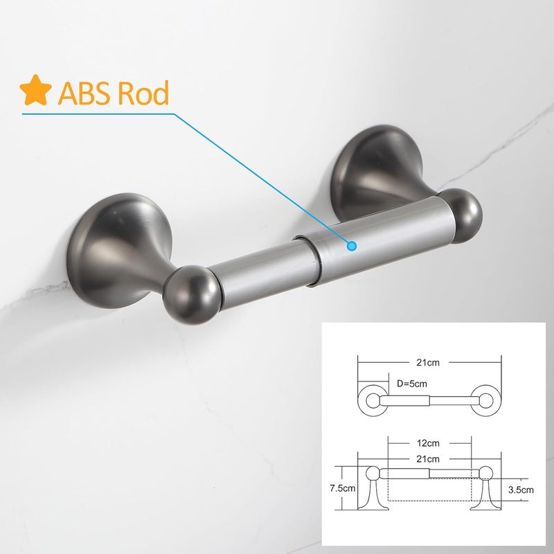 BGL Bathroom Hardware Set Grey Electroplating 4-Piece Bathroom Accessories Set Wall Mounted Adjustable Towel Bar Robe Hook Toilet Paper Holder Towel Ring Glossy Grey - Image 2