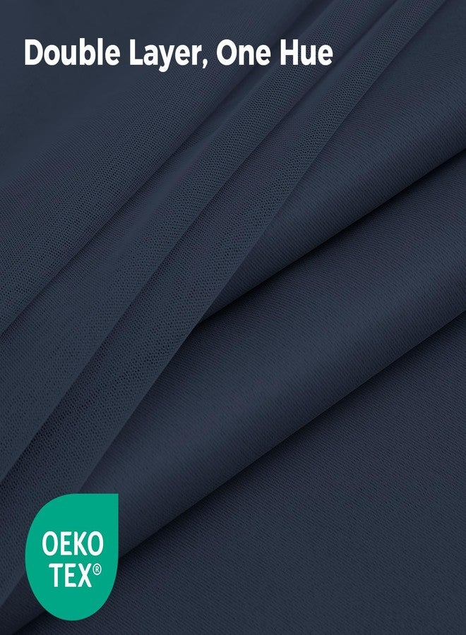 Swandream 100% Blackout Curtains for Bedroom, Double Layer Navy Blue Curtains, Black Out Curtain 84 inch long With Sheer Overlay for Living Room, Room Darkening Window Drapes with Grommet, 52"W x 84"L - Image 4