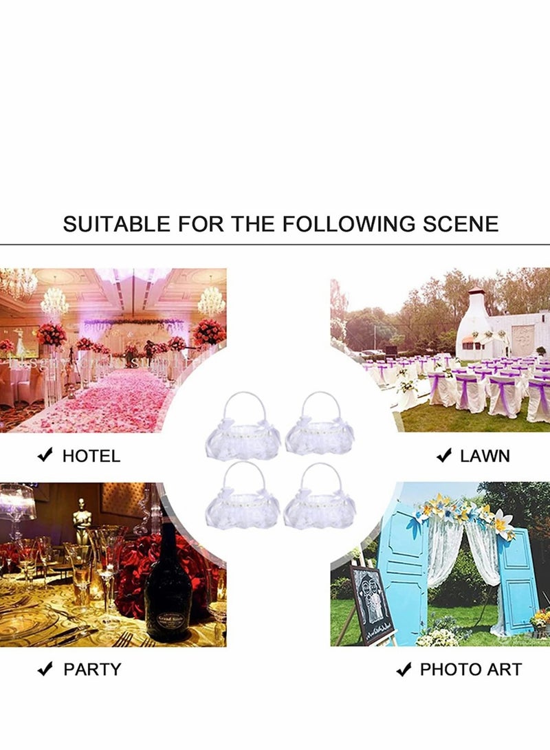 Excefore Flower Girl Baskets for Weddings, 4 Pcs White Small Basket with Handle Vintage Jute Roses Rustic Wedding With Lace Satin Party Decoration  - Image 5