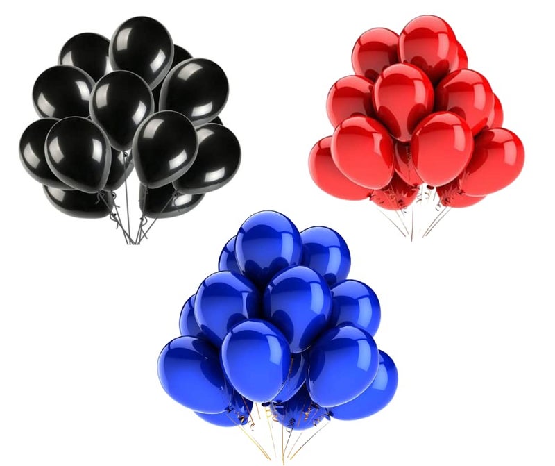 Vail Creations MADE IN INDIA 10inch Metallic Balloons for Birthday Decoration/Anniversary Party Decoration (Blue,Red,Black, Pack of 50) - Image 3