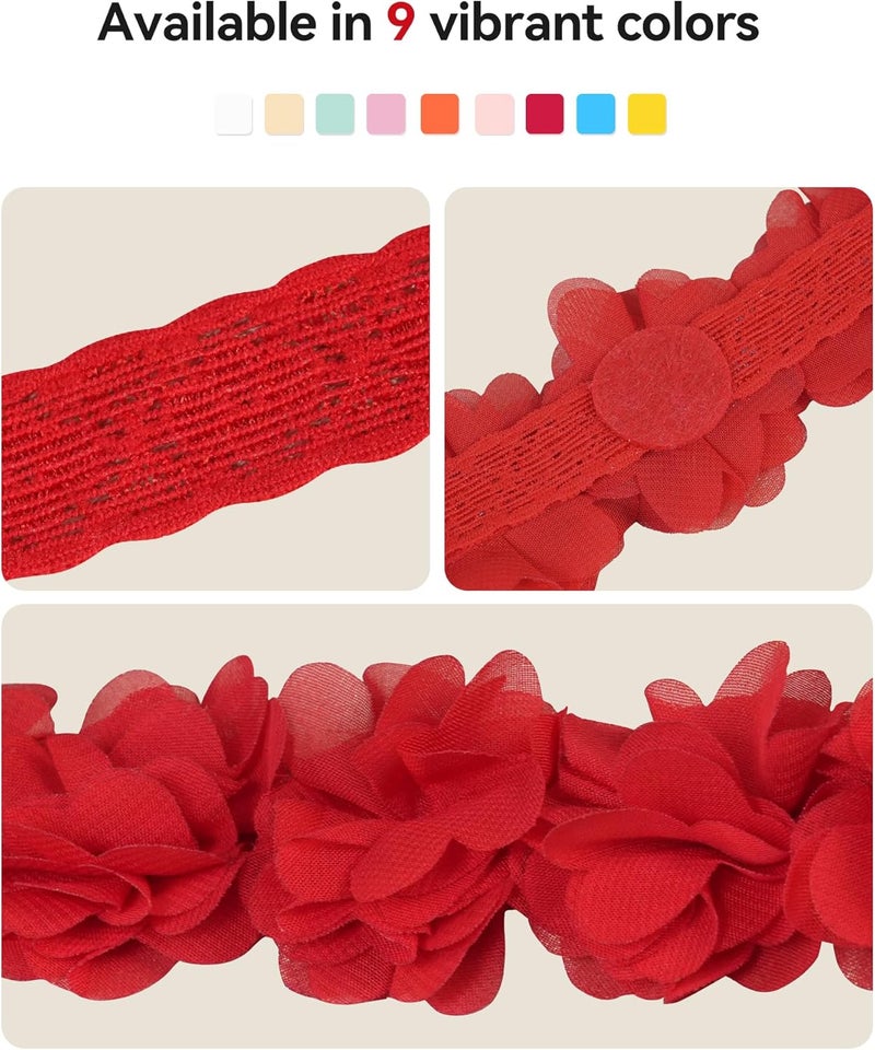 Fmeida Baby Girls Headbands for 4-24M | Soft Flower Crown (Fits 14.96"-18.89" Head) - Image 4