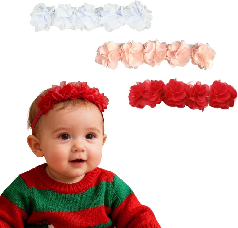 Fmeida Baby Girls Headbands for 4-24M | Soft Flower Crown (Fits 14.96"-18.89" Head) - Image 1