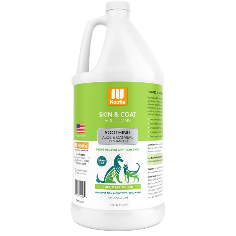 Nootie Aloe&Oatmeal Pet Shampoo for Sensitive Skin-Long lasting Cucumber Melon Shampoo-Helps Relieve Dry Itchy Skin for Dogs&Cat-Natural Ingredient-Soap Paraben&Sulfate Free-Cleans Conditions-1 Gallon - Image 1