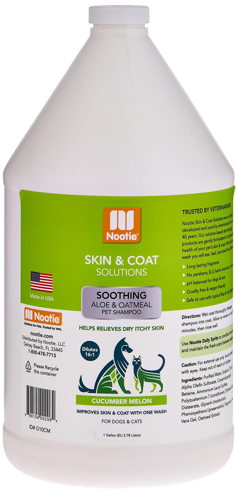 Nootie Aloe&Oatmeal Pet Shampoo for Sensitive Skin-Long lasting Cucumber Melon Shampoo-Helps Relieve Dry Itchy Skin for Dogs&Cat-Natural Ingredient-Soap Paraben&Sulfate Free-Cleans Conditions-1 Gallon - Image 4