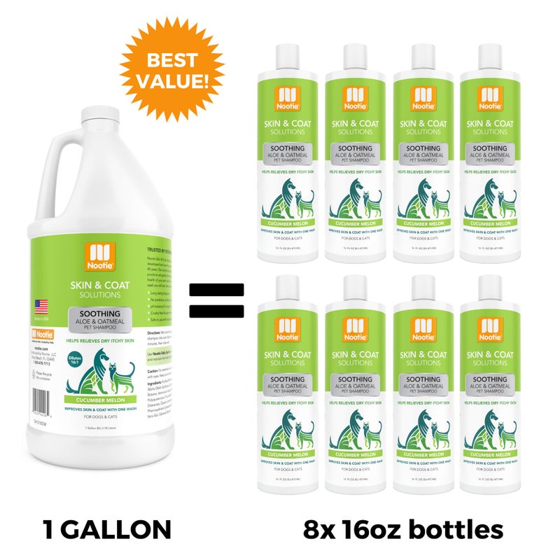 Nootie Aloe&Oatmeal Pet Shampoo for Sensitive Skin-Long lasting Cucumber Melon Shampoo-Helps Relieve Dry Itchy Skin for Dogs&Cat-Natural Ingredient-Soap Paraben&Sulfate Free-Cleans Conditions-1 Gallon - Image 2