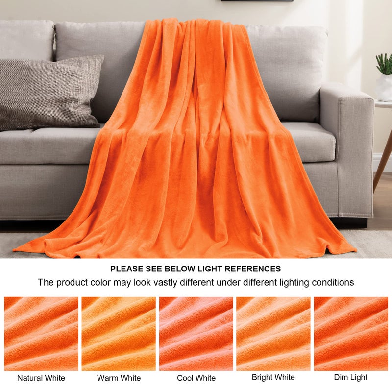 BEDELITE Fleece Blanket Twin Size Orange Throw Blanket for Couch & Bed, Luxury Plush Cozy Fuzzy Fall Blanket 60x80 inches, Super Soft & Warm Blankets for Travel Camping - Image 5