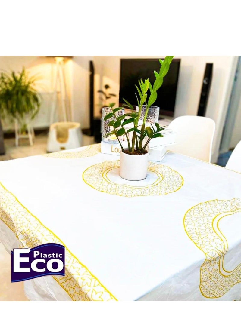 ECO Plastic 2 pack of sufra printed table sheet rolls 1KG gold color, Daily Table Cover Roll, 35-Sheets, Size 100x120cm  - Image 2