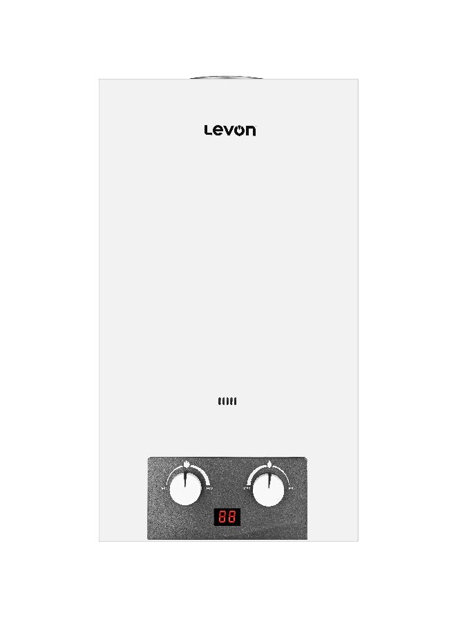 ليفون سخان مياه يعمل بالغاز، سعة 10 لتر، JSD20-10DH4، ليفون، أبيض، شاشة رقمية، تهوية جانبية، إشعال مزدوج،  مبادل حراري نحاسي، حماية من الحرارة الزائدة والضغط - Image 1