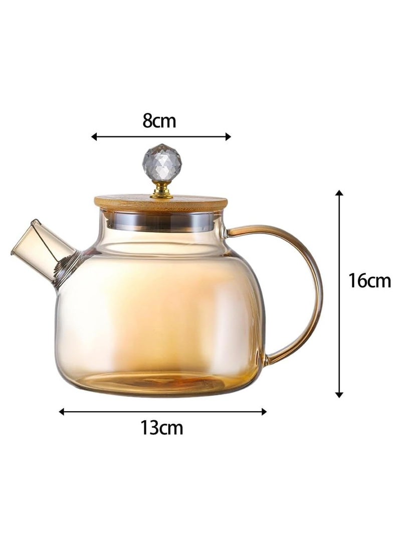1000ml Glass Teapot with Bamboo Wood Lid, Stovetop Safe Borosilicate Teapot, Glass Water Kettle with Stainless Steel Infuser Heat Resistant  - Image 5