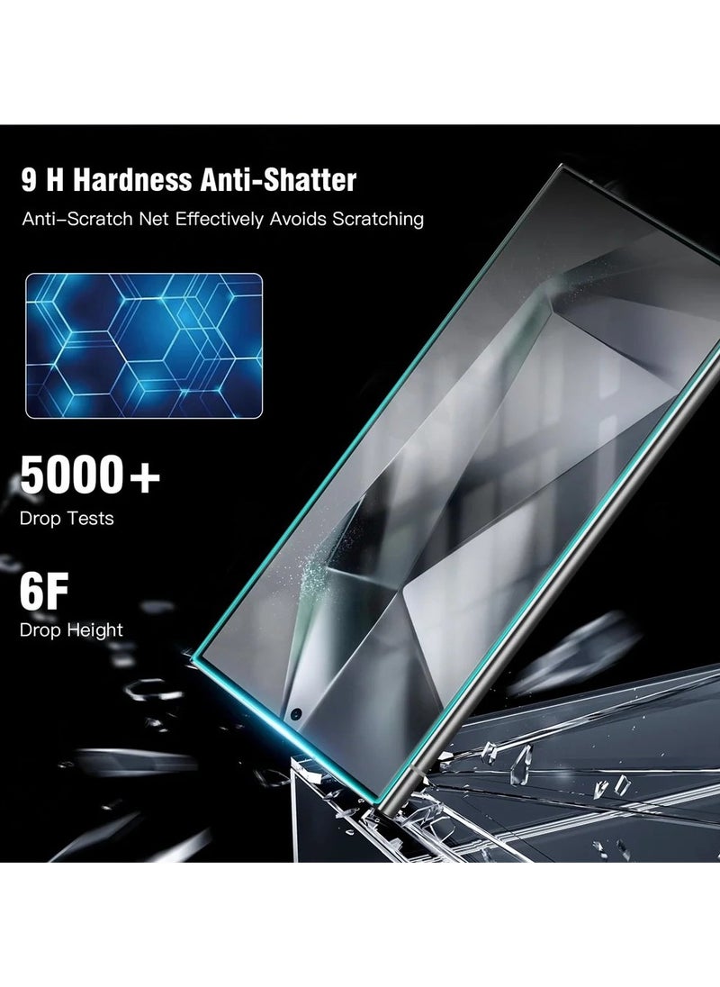 2 in 1 for Samsung Galaxy S25 Ultra 5G Tempered Glass Screen Protector with Camera Lens Film, Fingerprint Unlock Compatible, HD Tempered Glass Film, Anti Scratch Screen Protector Film