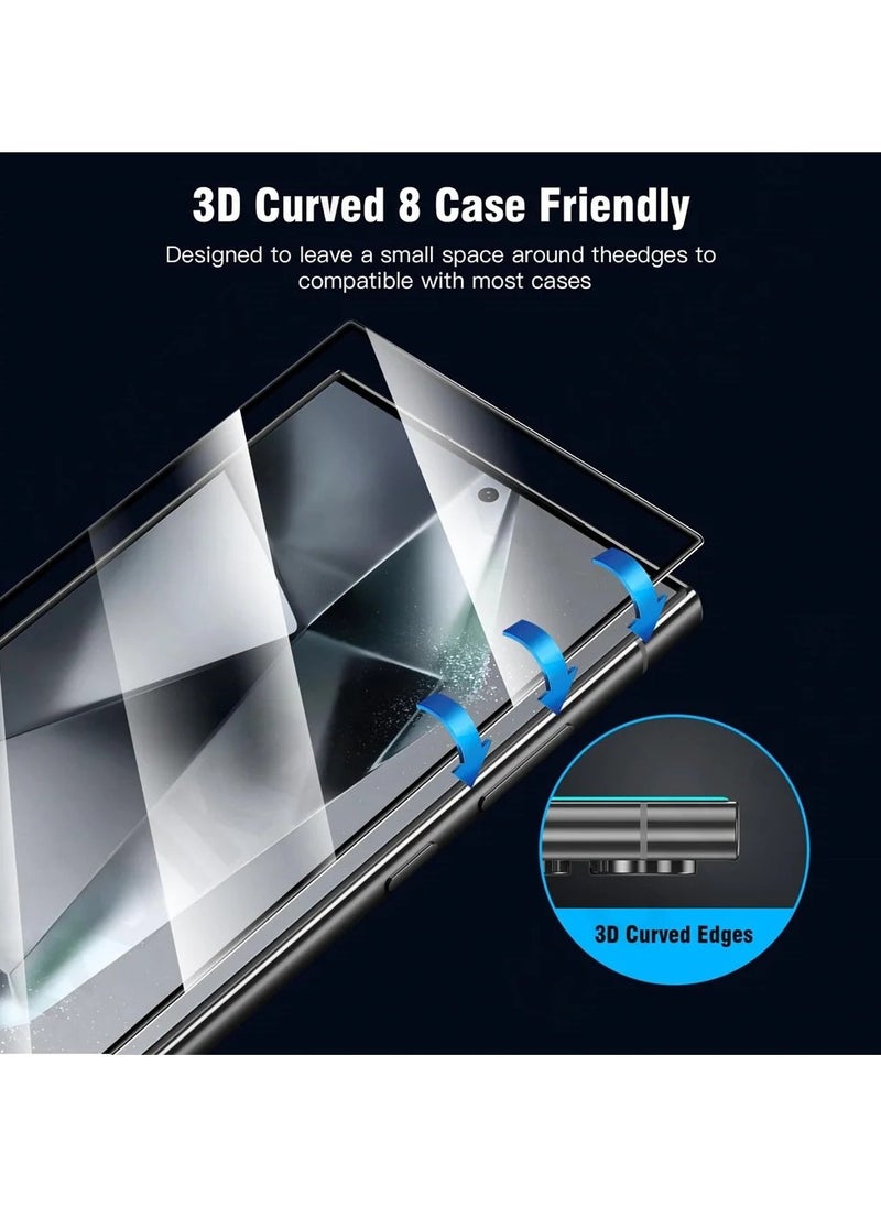 2 in 1 for Samsung Galaxy S25 Ultra 5G Tempered Glass Screen Protector with Camera Lens Film, Fingerprint Unlock Compatible, HD Tempered Glass Film, Anti Scratch Screen Protector Film
