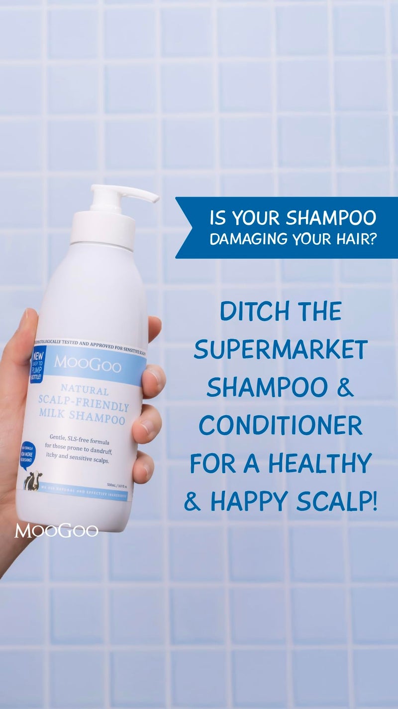 MooGoo Milk Shampoo â€“ For Itchy, Dry, Eczema, Psoriasis & Dandruff Prone Scalps â€“ SLS, Silicone, Sulfate & Paraben Free - Natural & Gentle Formula â€“ 500ml / 16.9 fl.oz. - Image 4