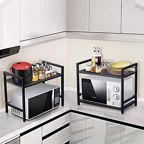 INDIAN DECOR. 35501 Space Saving Kitchen Storage Shelf Black Metal Kitchen Shelf, Microwave Oven Oven, Utility Home Kitchen Storage Rack, Kitchen Organizer Bearing 50kg (Black), Standard - Image 4
