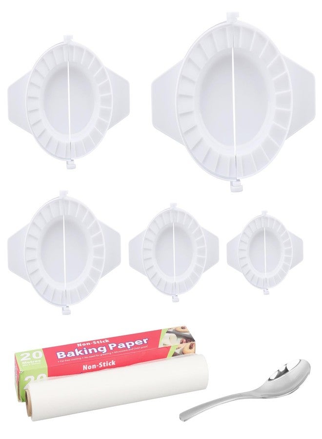 Ranjaner Empanada Maker Press, Dumpling Mold Set with Dough Cutter, Filling Spoon & Storage Box, Suitable for Pierogi, Pastelitos, Calzone(White,Size:6.1/4.7/3.8/3/2.2inch) - Image 1