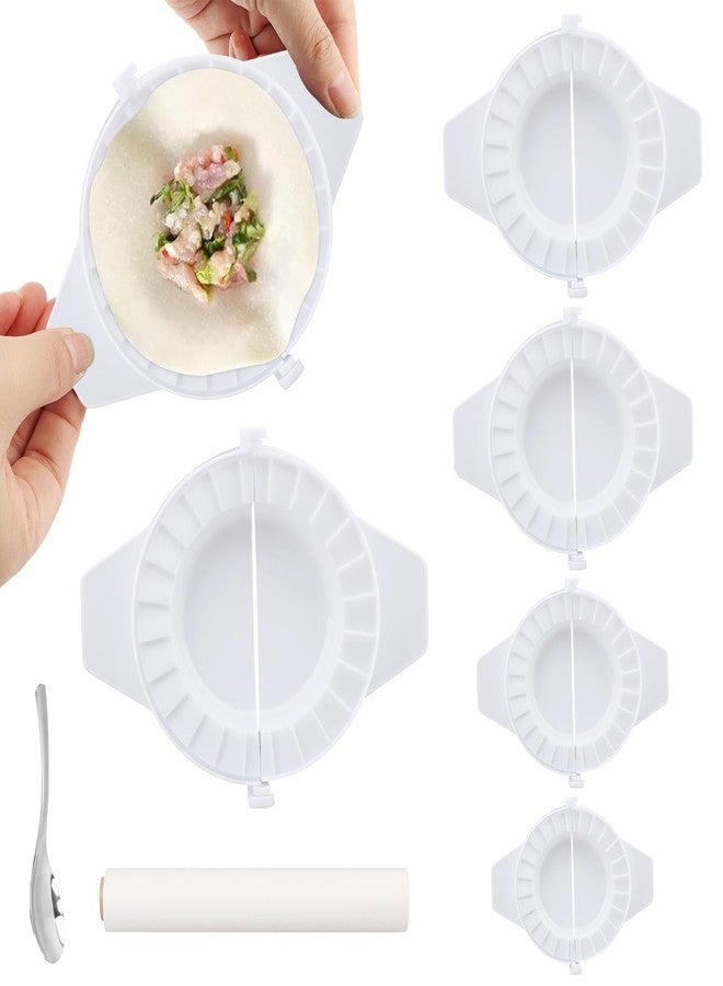 Ranjaner Empanada Maker Press, Dumpling Mold Set with Dough Cutter, Filling Spoon & Storage Box, Suitable for Pierogi, Pastelitos, Calzone(White,Size:6.1/4.7/3.8/3/2.2inch) - Image 3