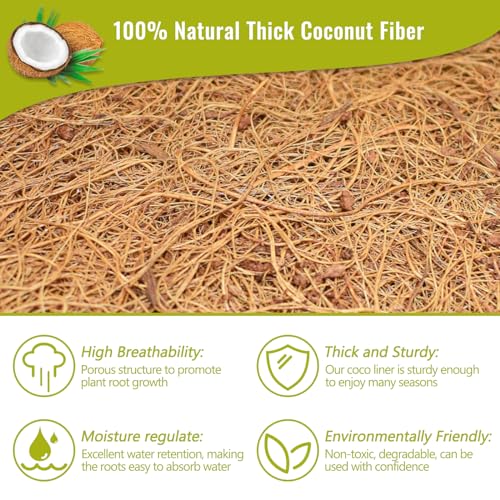 Legigo 3 Pack 12 Inch Hanging Basket Coco Liners Replacement, 100% Natural Round Coconut Coco Fiber Planter Basket Liners for Hanging Basket Flowers/Vegetables - Image 3