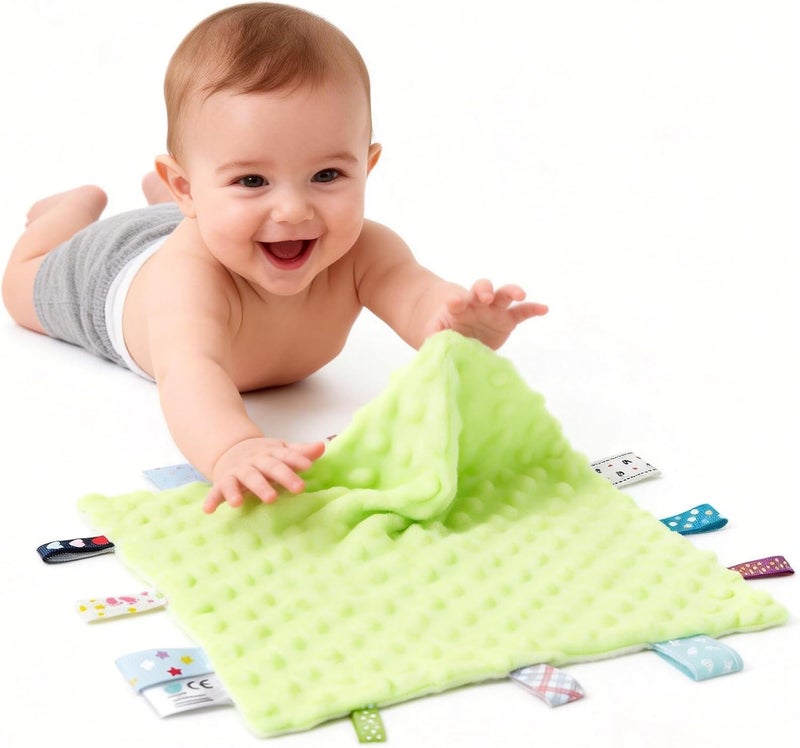 CREVENT Security Blanket for Babies, Soft Baby Lovey Comforter, Sensory Plush Blanket for Baby Girls, Calming Sleep Companion, 10" x 10" 2pcs - Image 5