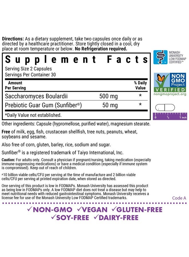 BlueBonnet Nutrition S. Boulardii Probiotic 10 Billion CFU^ w/Prebiotic Sunfiber - Shelf Stable - for Women & Men Digestion, Gut, Mood* - Non-GMO, Vegan, Free of Gluten, Dairy & Soy - 30 Servings - Image 2