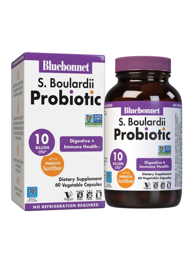 BlueBonnet Nutrition S. Boulardii Probiotic 10 Billion CFU^ w/Prebiotic Sunfiber - Shelf Stable - for Women & Men Digestion, Gut, Mood* - Non-GMO, Vegan, Free of Gluten, Dairy & Soy - 30 Servings - Image 1