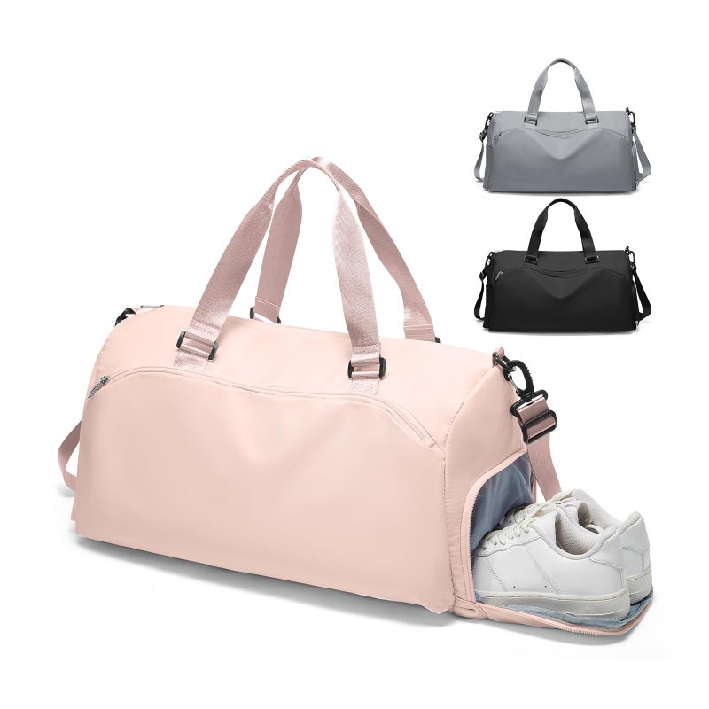 WISEPACK Gym Bag for Women with Shoe Compartment Lightweight Travel Duffle Bags Carry on Bag Overnight Weekender Duffel Bag with Wet Pocket Personal Item Travel Bag Tote Bag Workout Dance Bag Pink - Image 2