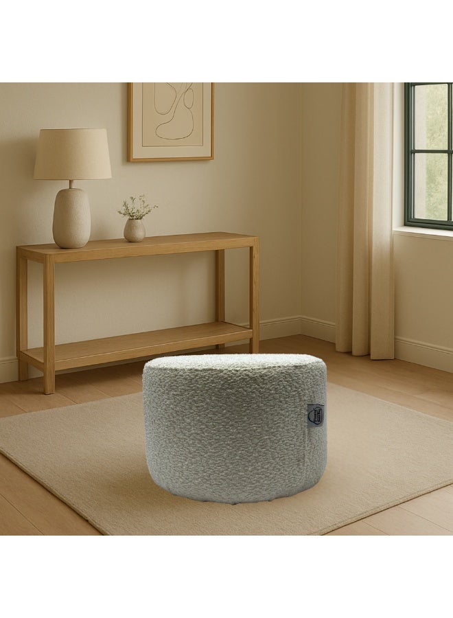 PixelsBeanBag Round Ottoman, Bouclé Fabric, for Living Room and Bedroom - Image 1