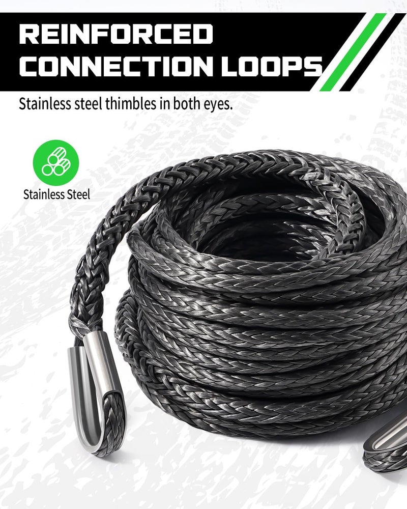 DAYDOOR إطالة حبل الرافعة لباب اليوم ( Winch Rope Extension)، قطر 1/4 بوصة x طول 50 قدم، من النايلون الصناعي، قادرة على تحمل وزن يصل إلى 10,000 رطل، مخصصة للمركبات غير الرسمية مثل الـ ATV وUTV (لون رمادي). - Image 4