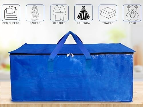 Shalimar Large Capacity Travel Bag/Storage Bag/Movein Bags/Duffel Bag Strong, Durable, Foldable and Water Resistant (Pack of 1) (Blue) - Image 4