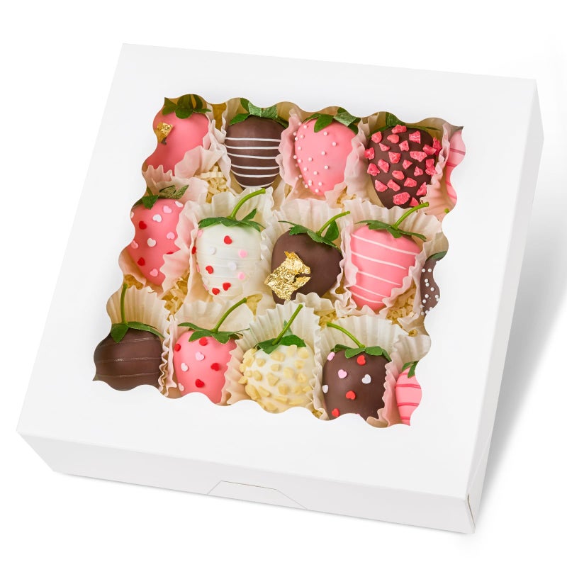 Kucoele 20 PCS Pie Boxes 9 x 9 x 25 Inches Bakery Boxes with Window AutoPopup Cookie Boxes White Treat Boxes for Chocolate Strawberries Pastries Muffins Donuts - Image 2