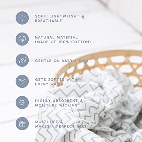 Cuddle Bug CuddleBug Muslin Baby Swaddle Blankets for Boys and Girls 0 to 3 Months Size Large 4 Feet x 4 Feet – Muslin Cotton Baby Blankets - 4 Pack (Spots n' Stripes) - Image 3