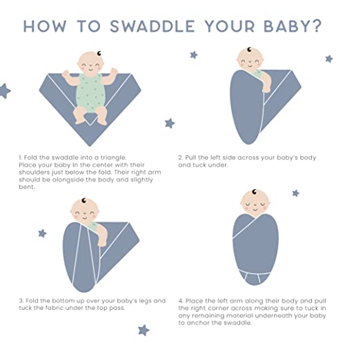 Cuddle Bug CuddleBug Muslin Baby Swaddle Blankets for Boys and Girls 0 to 3 Months Size Large 4 Feet x 4 Feet – Muslin Cotton Baby Blankets - 4 Pack (Spots n' Stripes) - Image 4