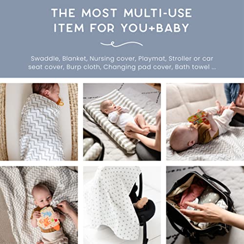 Cuddle Bug CuddleBug Muslin Baby Swaddle Blankets for Boys and Girls 0 to 3 Months Size Large 4 Feet x 4 Feet – Muslin Cotton Baby Blankets - 4 Pack (Spots n' Stripes) - Image 2