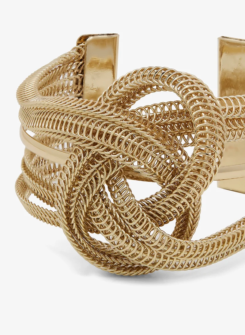 Ella Gold Gold Loop Detail Textured Bracelet for Women | Best Price UAE